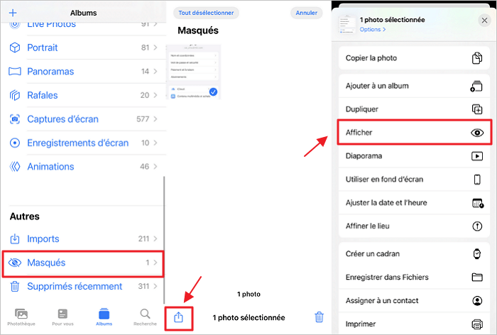 réafficher les photos masquées