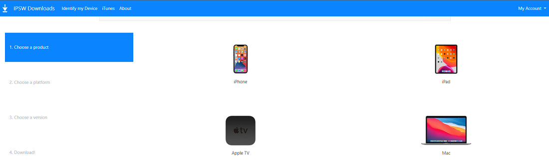 IPSW網站選擇iPhone機型