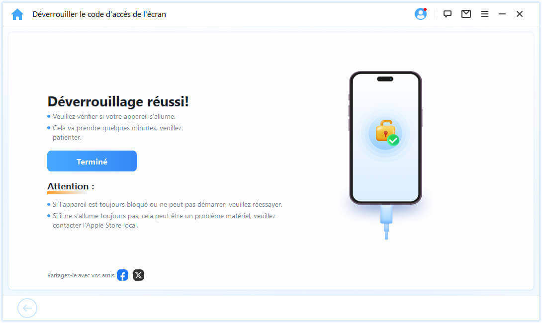 iPhone ohne Code erfolgreich entsperrt