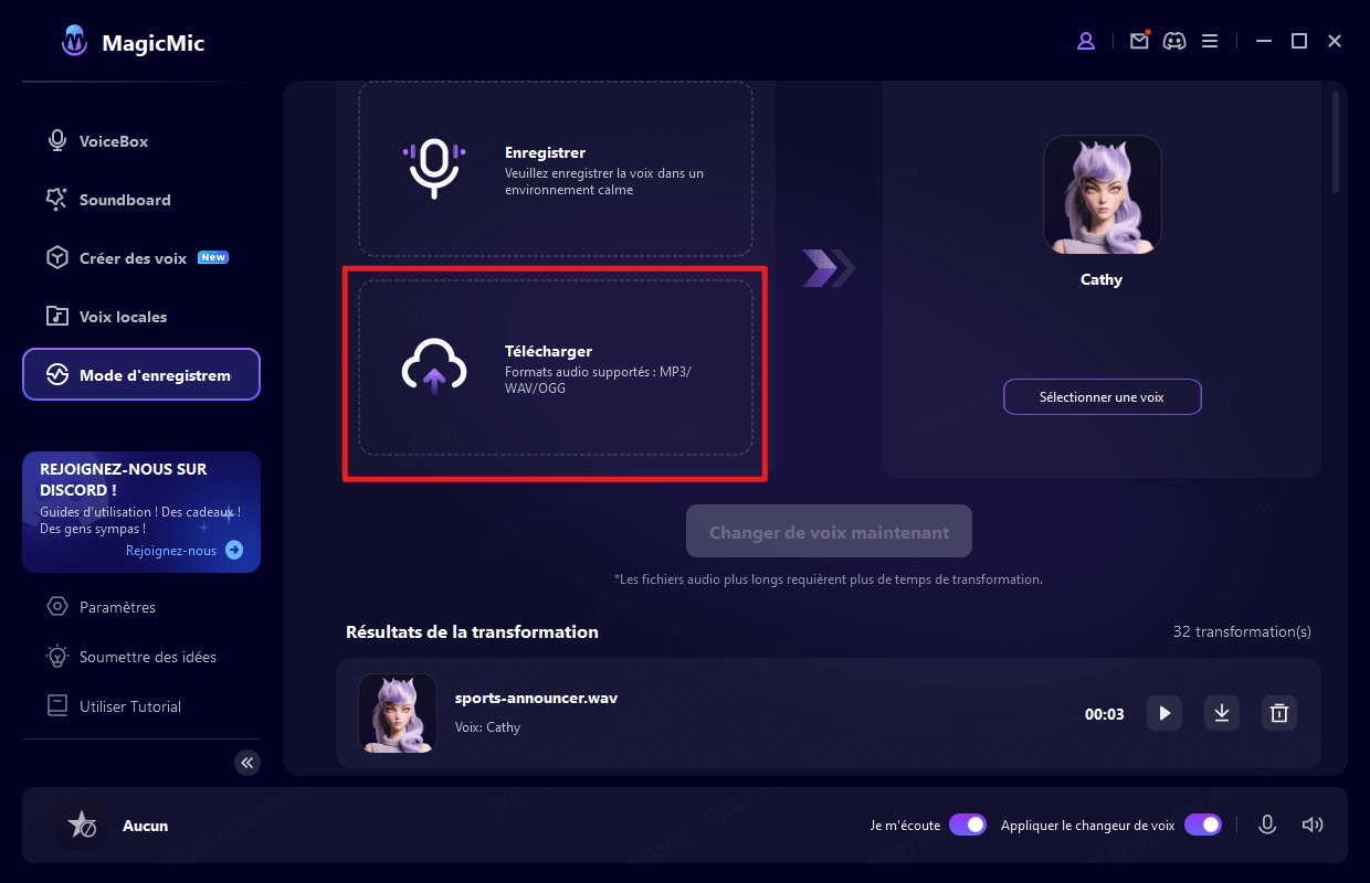 importer un fichier audio