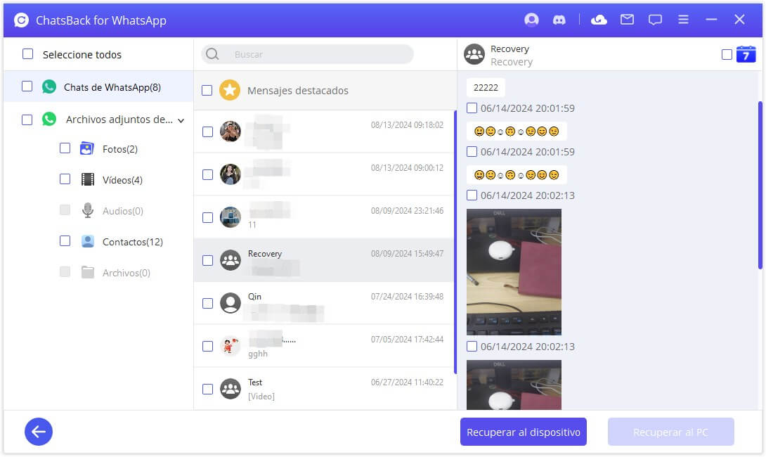 vista previa de mensajes de WhatsApp