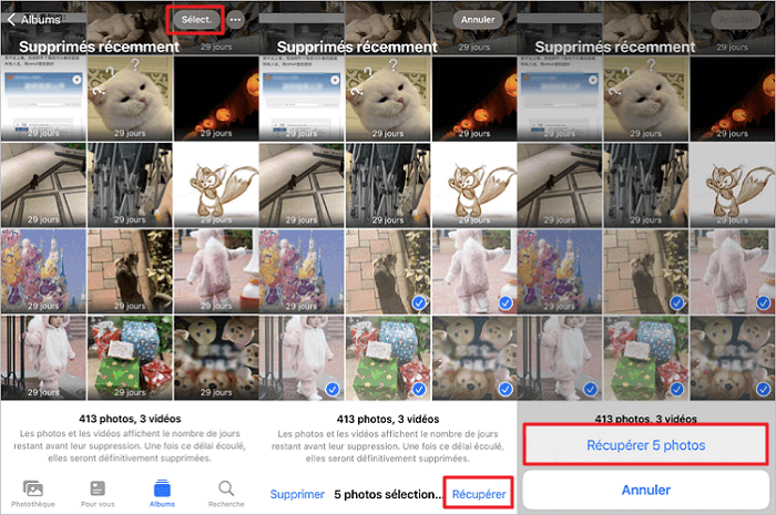 récupérer les photos récemment supprimées iPhone