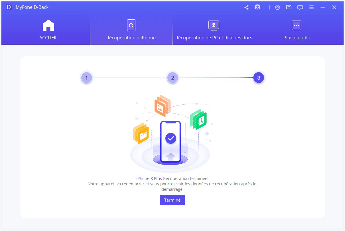 processus de récupération sur l'appareil