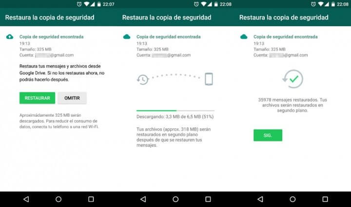 recuperar mensajes de WhatsApp desde Google Drive