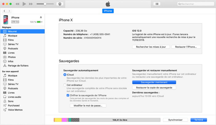 restaurer iPhone pour réparer l'écran noir avec chargement sur iPhone