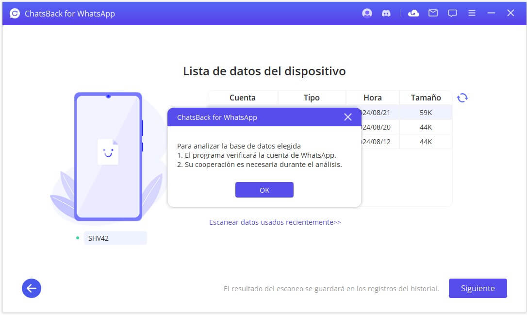 escanear los datos que se almacenarán en los Registros del Historial del dispositivo