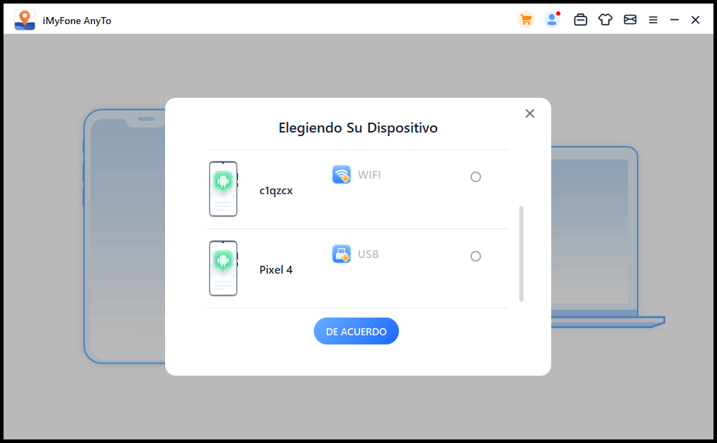 selecciona el dispositivo Android de Pokémon Go fly
