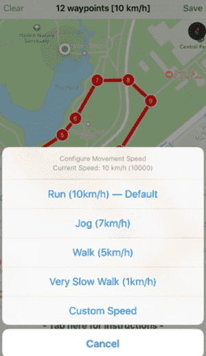 simular movimiento con Spoofr