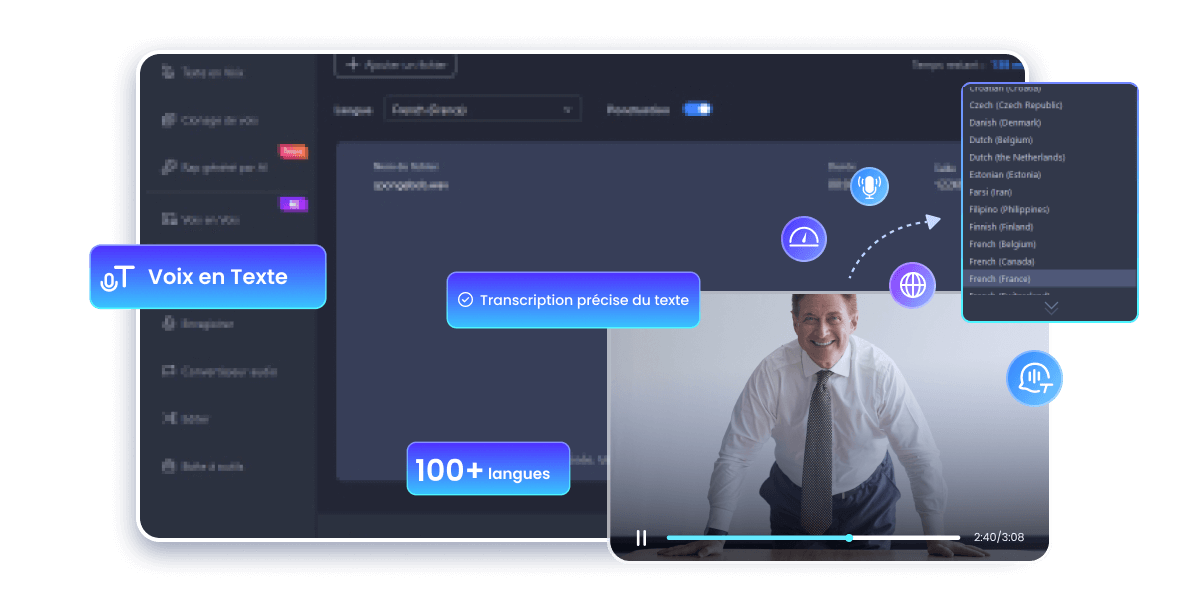la transcription de la voix en texte