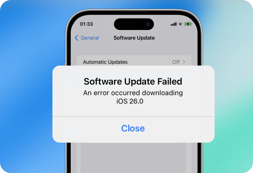 Échec du chargement de la mise à jour d'iOS 26