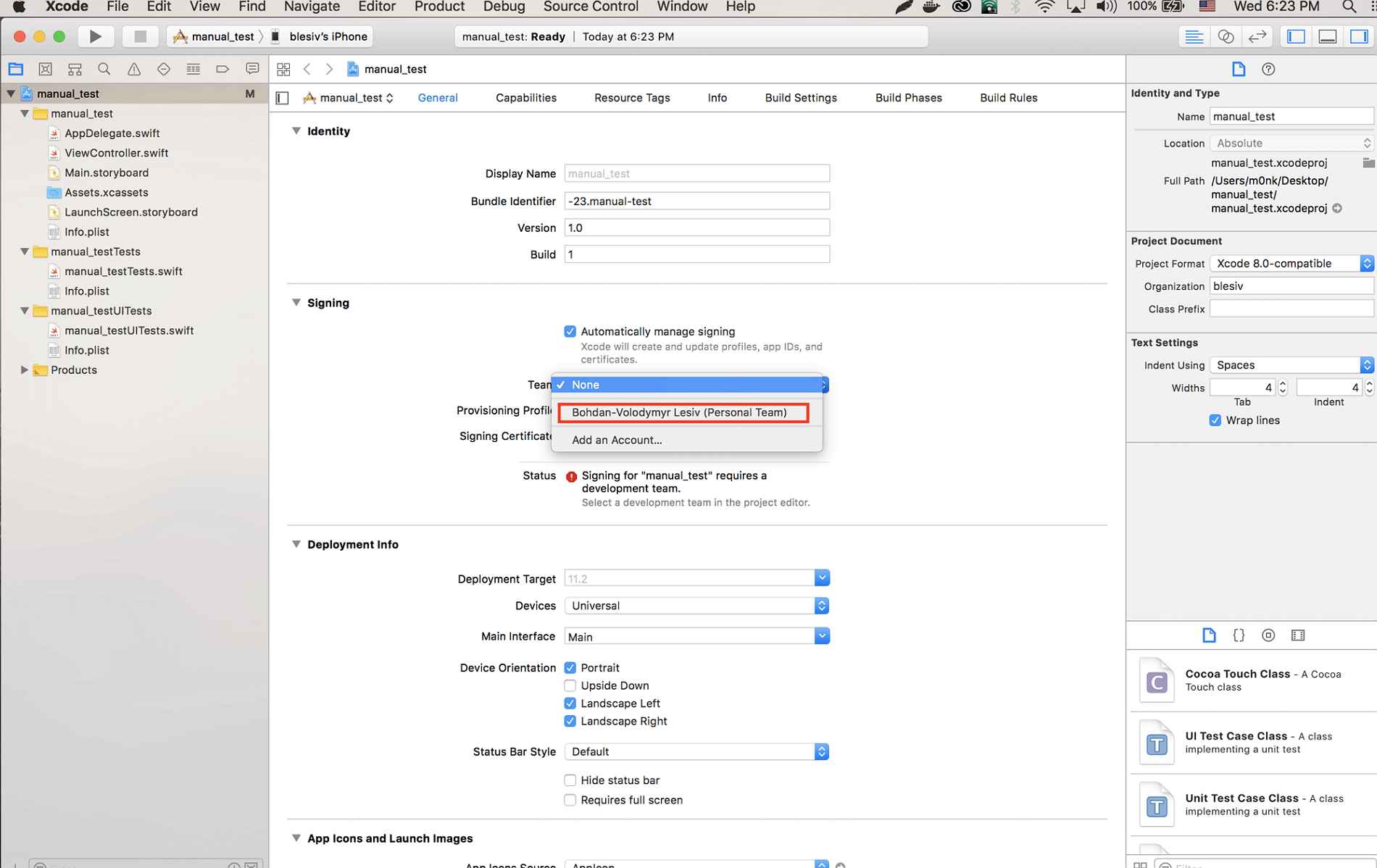 sélectionner l'équipe pour démarrer le processus de construction