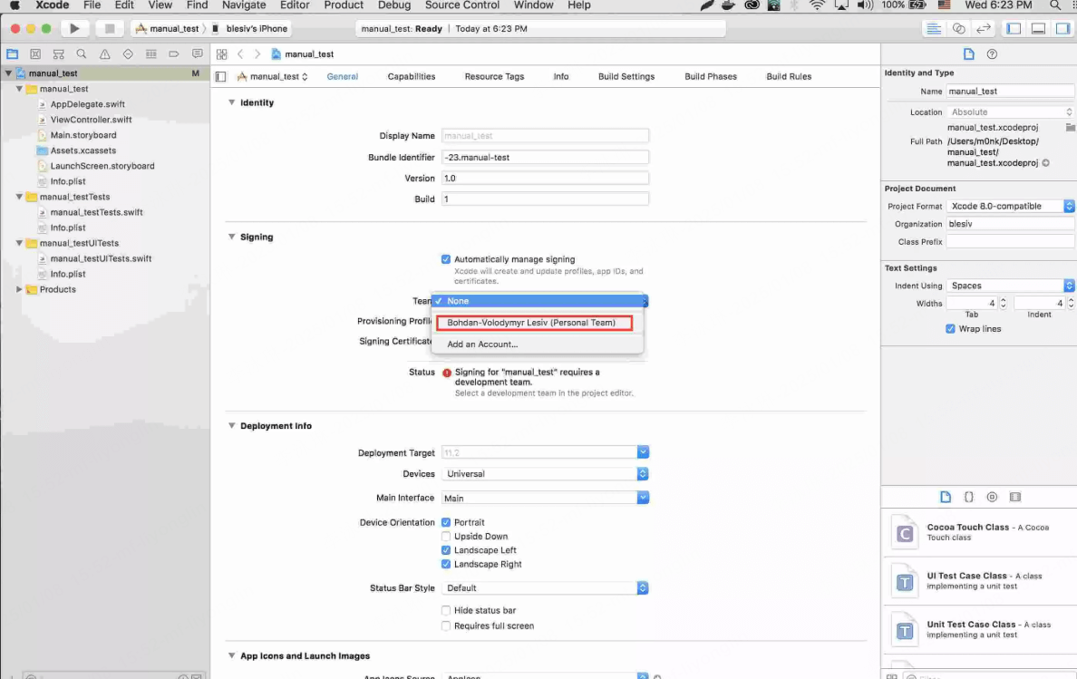 seleccionar el equipo para iniciar el proceso de construcción